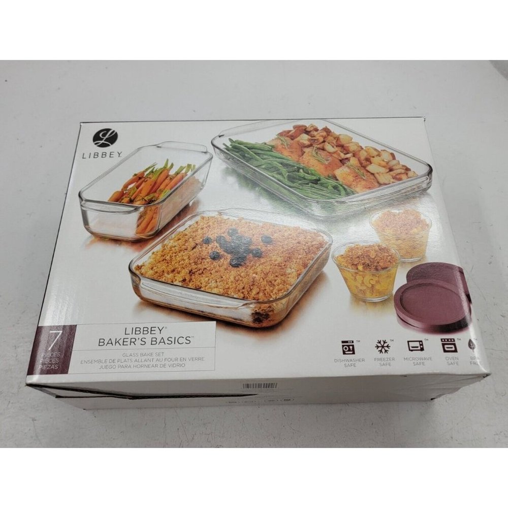 Libbey Glass Bakers Basics 7 Piece Set Safe New